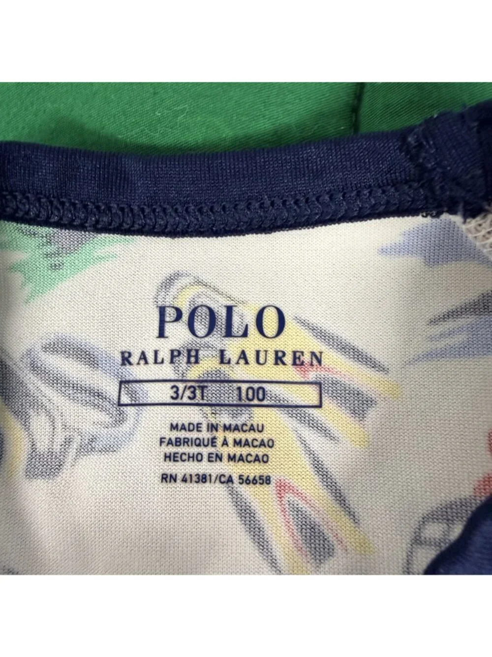 Polo Ralph Lauren Boy 3T Bear Nautical Sailing Print Performance Rash Guard Swim